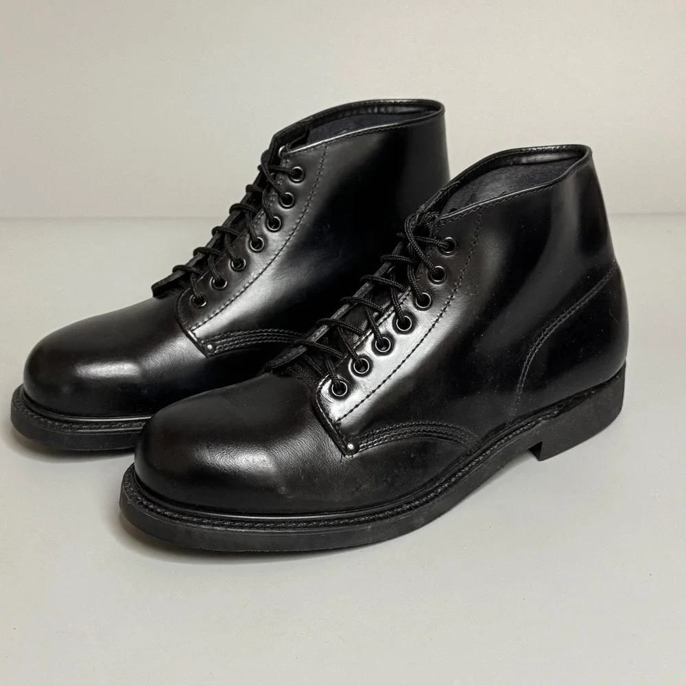 Lehigh Vintage Black Leather Steel Toe Safety Boots 8.5 E 31045R037 Work Shoes
